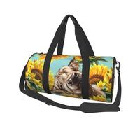 Highl E Mucca Con I Girasoli, Borsone da viaggio di grande capacità Borsa rotonda Borsa da viaggio sportiva Borsa da viaggio Borsa da fitness