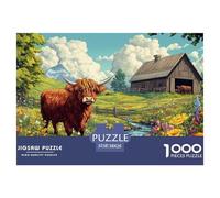 Highland Cattle 1000 Piece Jigsaw Puzzle For Adults Family Challenge Toys Stress Relief Puzzle Cultivate The Spirit of Teamwork For Adults Gifts 38x26cm/1000pcs