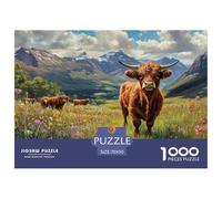 Highland Cattle 1000 Piece Jigsaw Puzzle For Adults Family Challenge Toys Stress Relief Puzzle Cultivate The Spirit of Teamwork for Family Decorations 70x50cm/1000pcs