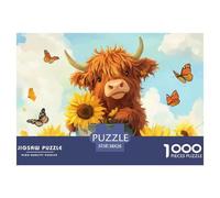 Highland Cattle 1000 Pieces Jigsaw Puzzles For Adults Educational Games Stress Relieving Entertainment Cultivate The Spirit of Teamwork for Family Decorations 38x26cm/1000pcs