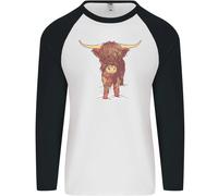 Highland Cattle Cow Scozia Scozzese Uomo L/S Baseball T-Shirt