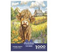 Highland Cattle Jigsaw Puzzle Impossible 1000Pcs Decorazione Per La Casa. Giochi Rilassamento E Intelligence Per Adulti E Ragazzi Da 14 Anni 38x26cm/1000pcs