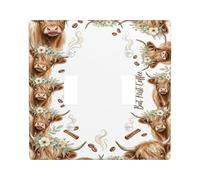 Highland Cattle - Placca di copertura per interruttore della luce doppia, rustica, in plastica marrone, bastoncini di cannella, dimensioni standard, per casa, appartamento, casa, camera da letto