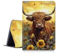 Highland Cattle Sunflower Case per iPad Air 3rd Gen 2019/iPad Pro 10.5 pollici 2017, antiurto PU pelle pieghevole regolabile stand caso con auto sleep/wake per iPad Air 3a generazione 10,5 pollici