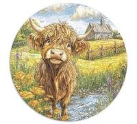 Highland Cow 1000 Pieces Science Fiction Pet Jigsaw Puzzles For Adults Family Challenge Toys Stress Relieving Entertainment Cultivate The Spirit of Teamwork For Adults Gifts 1000pcs (67.5x67.5cm)