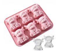 Highland Cow, 2 stampi per cubetti di ghiaccio a 6 scomparti, mini 3D, in silicone, riutilizzabili, a forma di animale, per whisky, cocktail, cioccolato, regalo per gli amanti delle mucche (1 pezzo