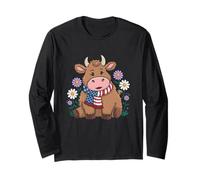 Highland Cow 4th of July Fireworks Patriotic Animal Design Maglia a Manica