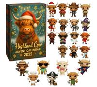 Highland Cow Advent Calendar 2025, 24 Days Christmas Countdown Box with Cow Ornaments, Farmhouse Rustic Advent Calendars 2025 for Holiday Decor (AS)