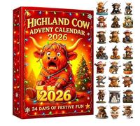 Highland Cow Advent Calendar 2026, 24 Days Christmas Countdown Gift (Color B)