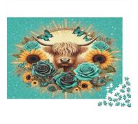 Highland Cow Art_2 Puzzle 1000 Pezzi Per Adolescenti Relax A Casa Puzzle Impegnativo Confezione Regalo Da Incorniciare Cartone Ecologico 38x26cm/1000pcs