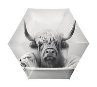 Highland Cow Artistic Black White UV50+ ombrello automatico buono per auto, golf e on-the-go Ombrelli automatici aperti e chiusi per pioggia antivento apertura automatica