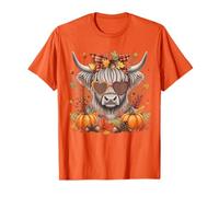 Highland Cow Autunno Ringraziamento Halloween Zucca Western Maglietta