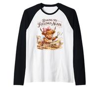Highland Cow Baking My Feelings Again Divertente Maglia con Maniche Raglan