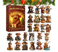 Highland Cow Calendario 'Avvento 2025, 24 giorni Highland Cow ornamenti di Natale, conto alla rovescia, con 3D cartoni animati, decorazione per la casa, decorazione natalizia