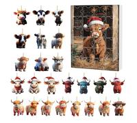 Highland Cow Christmas Advent Calender 2025 - Decorazione per albero di Natale, decorazione da parete con immagine di , 24 giorni