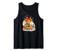 Highland Cow Christmas Coffee Cocoa Sled Cute Watercolor Canotta