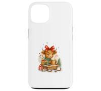 Highland Cow Christmas Coffee Cocoa Sled Cute Watercolor Custodia per iPhone 13