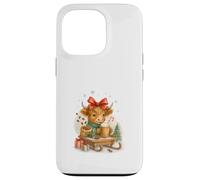 Highland Cow Christmas Coffee Cocoa Sled Cute Watercolor Custodia per iPhone 13 Pro