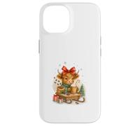 Highland Cow Christmas Coffee Cocoa Sled Cute Watercolor Custodia per iPhone 14