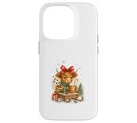 Highland Cow Christmas Coffee Cocoa Sled Cute Watercolor Custodia per iPhone 14 Pro