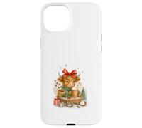Highland Cow Christmas Coffee Cocoa Sled Cute Watercolor Custodia per iPhone 15 Plus