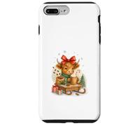 Highland Cow Christmas Coffee Cocoa Sled Cute Watercolor Custodia per iPhone 7 Plus/8 Plus