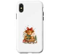 Highland Cow Christmas Coffee Cocoa Sled Cute Watercolor Custodia per iPhone X/XS