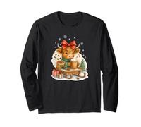 Highland Cow Christmas Coffee Cocoa Sled Cute Watercolor Maglia a Manica
