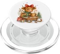 Highland Cow Christmas Coffee Cocoa Sled Cute Watercolor PopSockets PopGrip per MagSafe