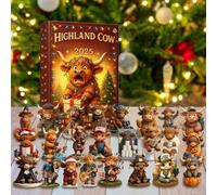 Highland Cow Christmas Countdown - 3D Advent Decor, 24-Piece 3D Highland Cow Ornament Set, Cute Cattle Christmas Countdown Calendar | for Home, Living Room, Farmhouse, Wall, Fireplace, Table, Bookrack