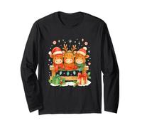 Highland Cow Christmas Trio Cute Holiday Watercolor Maglia a Manica