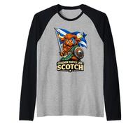 Highland Cow con la Bandiera della Scozia Maglia con Maniche Raglan