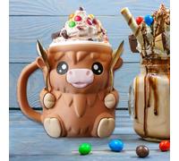 Highland Cow - Contenitore refrigerante per con cucchiaio e manico, con simpatico contenitore refrigerante per con motivo a delle Highland, con cassetto segreto per snack