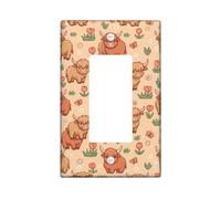 Highland Cow, copertura per interruttore singolo a bilanciere con tulipani allegri e fantasiosi farfalle primavera beige plastica dimensioni standard accenti interruttori da parete piatti per casa