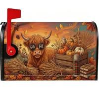 Highland Cow - Coperture magnetiche per cassetta postale con citazione | Illustrazione di mucca delle Highland, involucri per cassette postali, decorazione per la stagione del raccolto