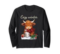 Highland Cow Cozy Winter Natale Maglia a Manica