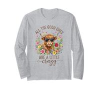 Highland Cow Crazy Quote Heart Occhiali da Sole Floreali Maglia a Manica