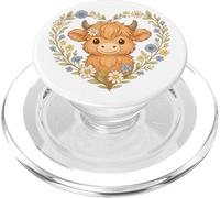 Highland Cow Daisy Cuore Kawaii Highland Bovini Fiore PopSockets PopGrip per MagSafe