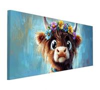 Highland Cow Diamond Painting Adulti, 5D Diamantini Crystal Art Quadri Diamond Painting Bambini Motivo, Grande Pittura Diamante Kit Fai Da Te Adulti 70x30cm, Decorazioni Parete Casa, Regalo Donna F-71