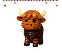 Highland Cow DIY Button | Set artigianale - 4 x 5 cm Highland Cow Button Ornament Kit with 3D Animal Decor, Festive Christmas Tree, Window, Patio, Porch, Garden Decoration