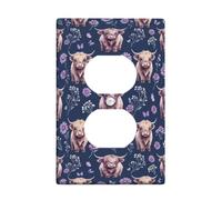 Highland Cow Duplex Outlet Covers Placca da parete, rustica country crisantemo farfalla primavera blu navy plastica dimensioni standard doppia presa di corrente piastra di copertura per nuovo