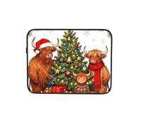 Highland Cow Family Christmas Custodia per computer portatile Notebook Computer Tablet valigetta borsa da lavoro 12 pollici