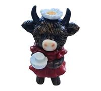 Highland Cow Figurine - 11cm Resin Cow Figure Tabletop Decor - Artistic Home Desktop Animal Statue - Excellent Present For Kids Adults Kitchen Bedroom Living Room Room Shelf Table Desk Christmas