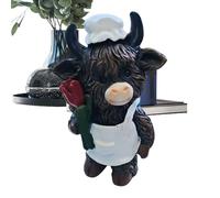 Highland Cow Figurine - 11cm Resin Cow Figure Tabletop Decor - Artistic Home Desktop Animal Statue - Excellent Present For Kids Adults Kitchen Bedroom Living Room Room Shelf Table Desk Christmas