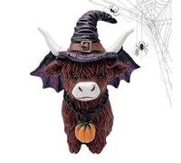 Highland Cow Figurine - Halloween Cow Plush | Highland Cattle Statue, Highlandd Cows Outdoor Decor, Collectible Festive Figurines For Desktop Tiered Tray Family Parties Farmhouse Hall Outdoor Indoor