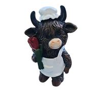 Highland Cow Figurine - Resin Cow Tabletop Decor | Cute Animal Statue Desk Ornament,for Kids Adults Home Kitchen Bathroom Bedroom Living Room Table Christmas Wedding