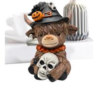 Highland Cow Figurines, Brown Resin Cattle Statue, 3.15x4.13inches, sturdy Tabletop Decor Accent, Ideal for Bookshelves, Desktops, Apartments, Bedrooms, Living Rooms, and Rustic Home Decoration