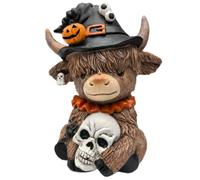 Highland Cow Figurines | Resin Figurine Brown Cattle Statue | Resin Table S