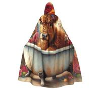 Highland-Cow-Floral - Mantello da strega con cappuccio, per costume di Halloween