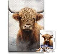 Highland Cow Fluffy Cow Puzzle da 1000 pezzi Gioco didattico per esercitarsi nelle abilità Regalo premuroso per momenti felici Dimensioni 38x52cm